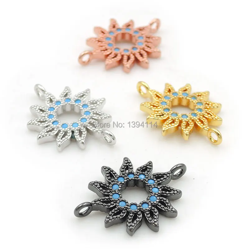 

18*14*2mm Micro Pave Kallaite CZ Sun Connector Fit For Women As DIY Bracelets Accessory