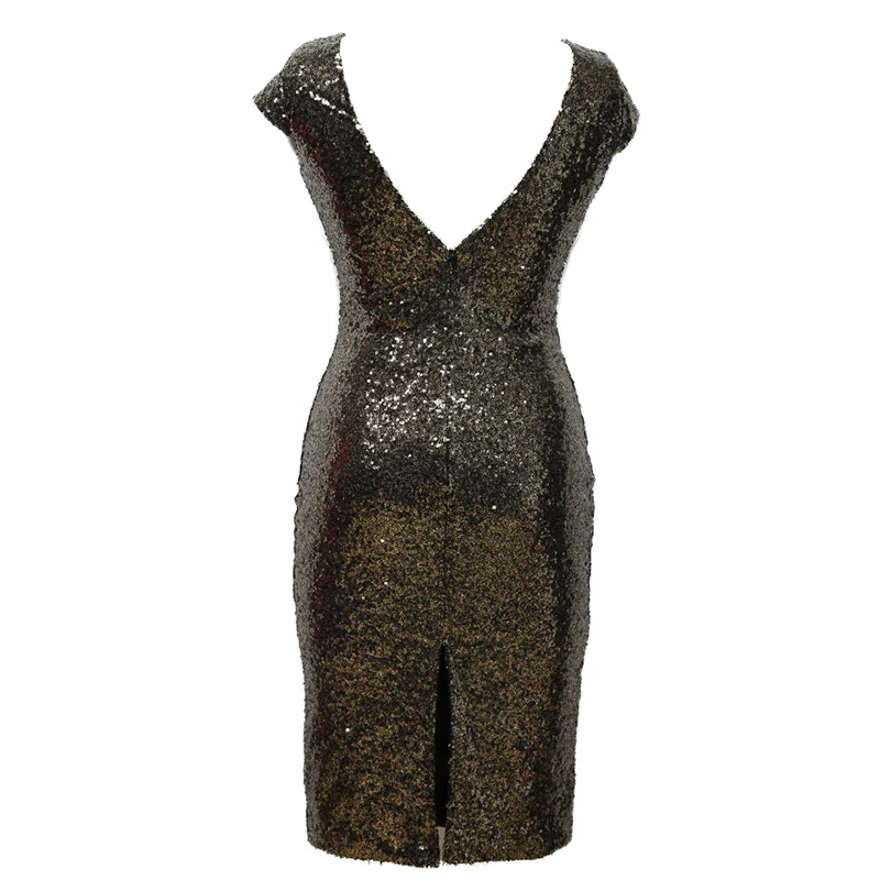 Sexy Black Gold Sequins Summer dress women Backless bodycon vintage dress elegant Night club Party Dresses vestidos robe femme