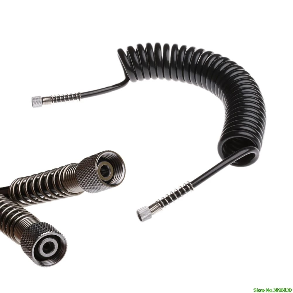 3M 4 x 6mm Flexible PU Recoil Hose Spring Tube Black For Compressor Air Tool New