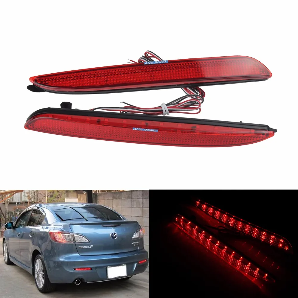 

ANGRONG For Mazda 3 Red LED Rear Bumper Reflector Brake Stop Tail Reverse Light For Mazda3 Axela(CA173)