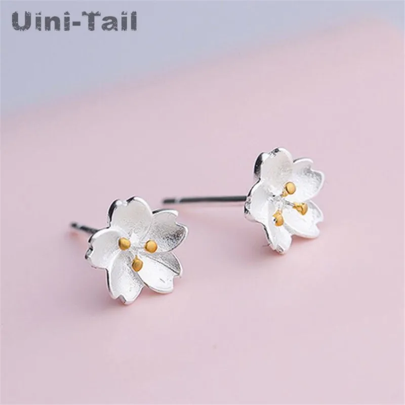 Uini-Tail hot new 925 Tibetan silver simple small fresh cherry earrings temperament Korean sweet earrings hypoallergenic ED044