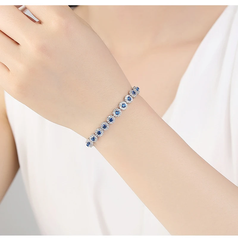 CWWZircons Hochwertiges Kettenglieder-Armband mit grünen Zirkonia-Steinen, modisches Damen-Armband für Hochzeit und Party, runde Zirkonia-Armbänder, Großhandel S0005 – Detail 11