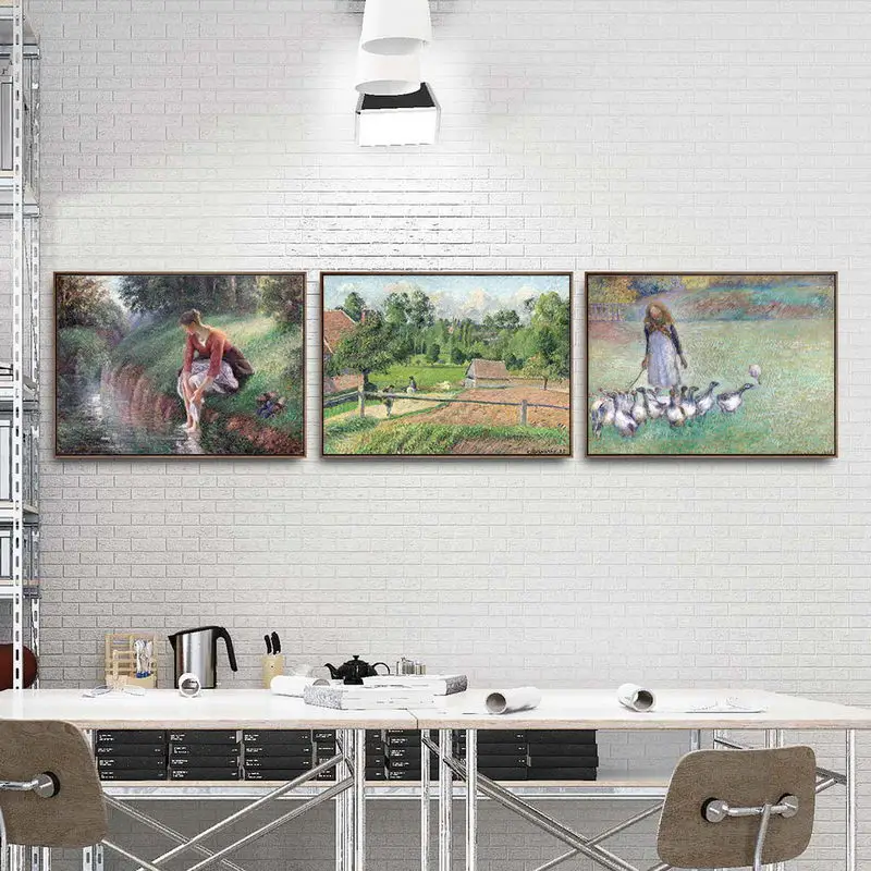 Home Decoration Art Wall Pictures for Living Room Poster Print Canvas Printings Paintingsn French Shepherd Girl Camille Pissarro