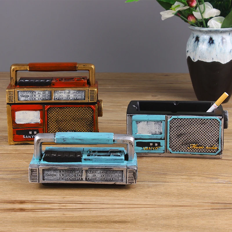 Classic retro radio resin ashtray Creative nostalgic electrical styling home bar shop decoration ashtray