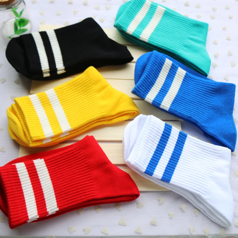 

Autumn/Winter 5 Pairs/Lot Japan Harajuku Style Woman Cotton Socks Girls College Meias Stripe Short Dance Long Tube Socks