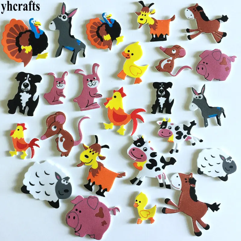 Autocollants en mousse d'animaux de ferme, kit de scrapbooking, cadeaux de fête des enfants, récompense OEM, gros en vrac, 120 pièces