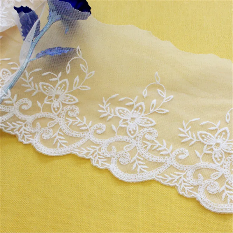 

Lace Trim 10 yard Ivory Gauze Mesh Tulle Cotton Embroidered Tapes Lace Fabric Ribbon 15cm 5.9" wide 1035729QL4K98