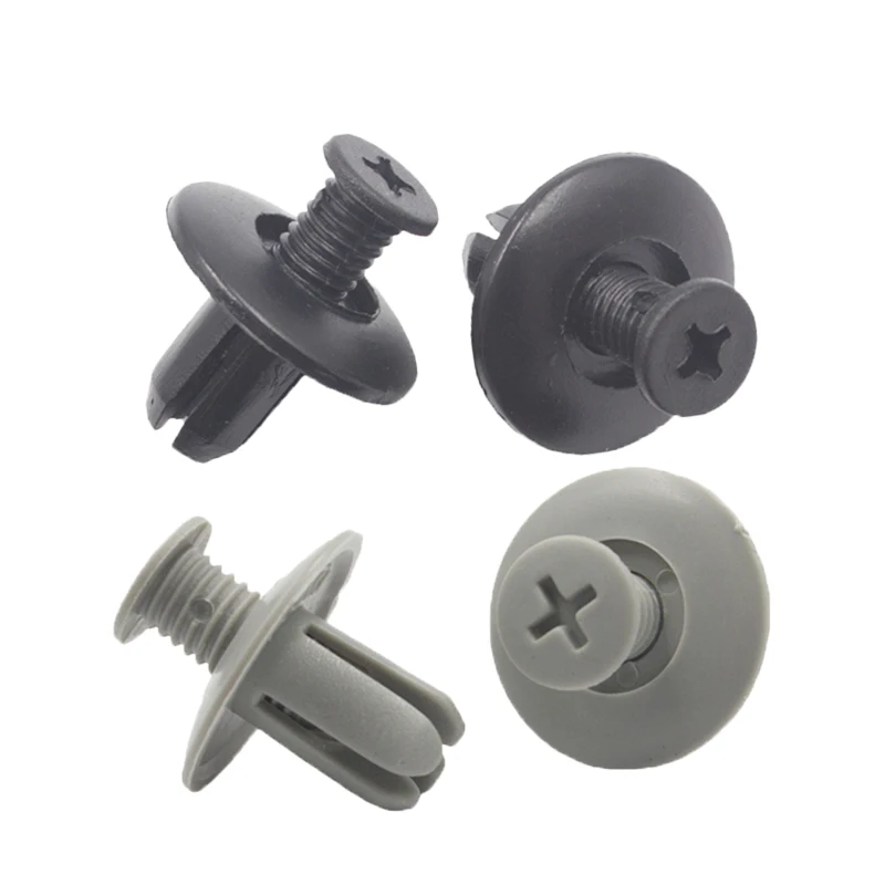 Kalili Gray Black 8mm Hole Auto Plastic Bumper Door Screw Push-Type Expanding Rivet Panels Trim Retainer Nylon Fasteners Clips