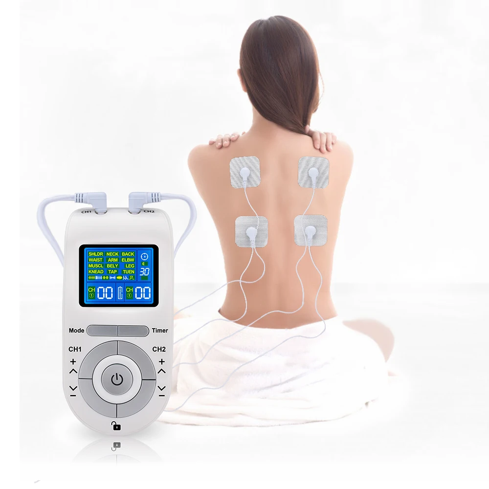 12 Modes Tens Unit Machine with 4 Electrode Pads for Pain Relief Pulse Massage EMS Muscle Stimulation Tens Electroestimulador