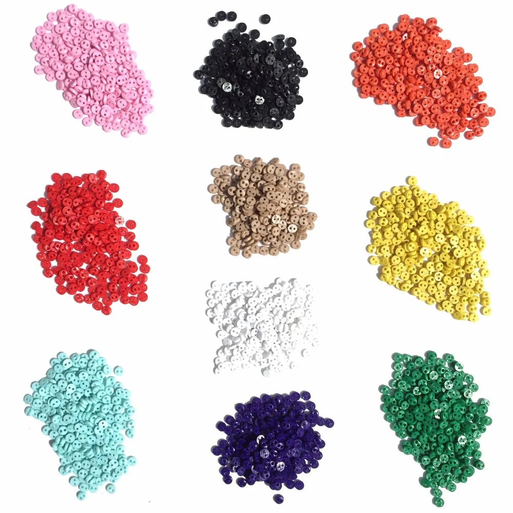 (2000pcs/lot) Mixed color 4mm Mini Buttons Round Shape