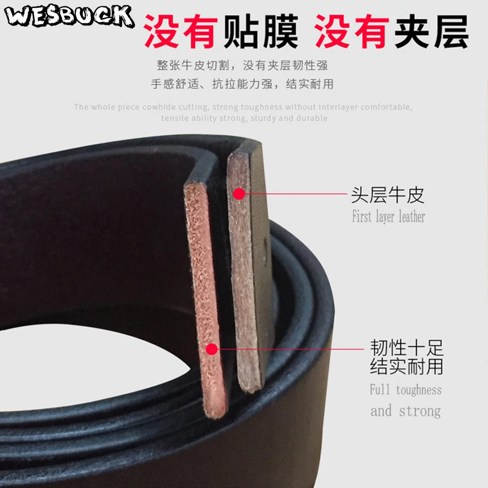 WesBuck Brand 100% Real Leather Belts retail & 1 pcs Genuine Leather Belt  black color with 4cm wideth