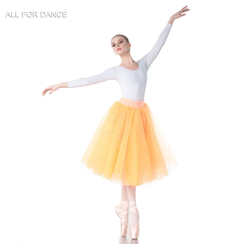 BLL002 ballet half long tutu, 5 layers soft tulle rehearsal long tutu, professional 1/2 romantic ballet tutu skirt with panty