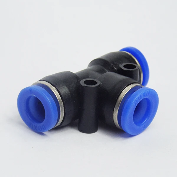 

100pcs PE4 6 8 10 12MM Pneumatic Push In Tee 3-Way Fitting Plastic Pipe Connector Quick Fitting