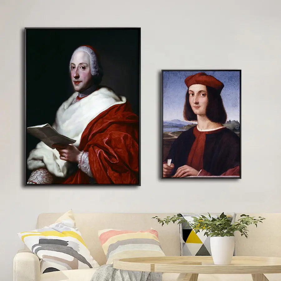 Home Decor  Art Wall Pictures for Living Room Canvas Printing Paintings Italian Raffaello Sanzio Da Urbino Man Portrait