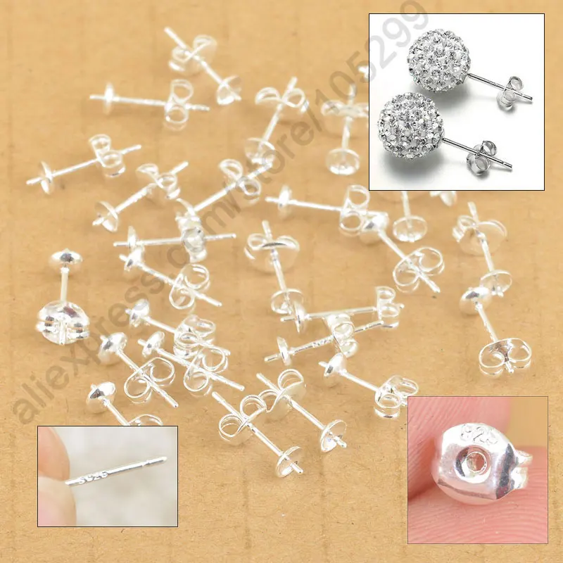 

Stock Jewelry Findings 500PCS Bulk 925 Silver Ear Pin Pairs Stud Earrings 925 Sterling Silver BACK STOPPERS Post Handmade