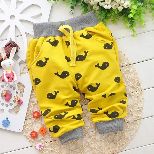 2016 New Spring  Little Whale cartoon images cotton fashion baby pants 0-2 year baby boy /girls pants for baby harem pants