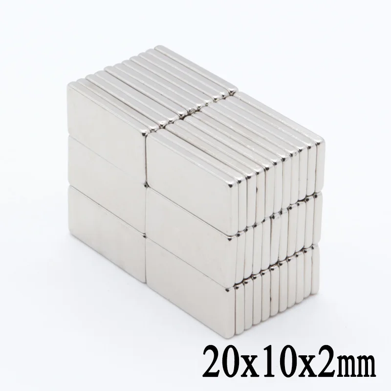 100Pcs 20x10x2mm super large size neodymium magnet block permanent N35 NdFeB strong rectangular body magnet strong magnet