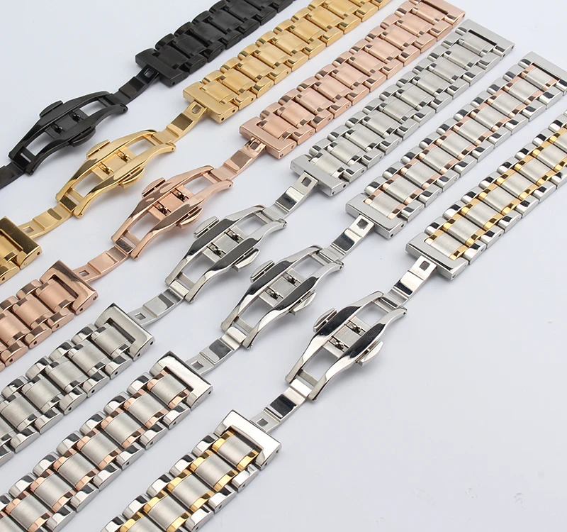 14mm 15mm 16mm 17mm 18mm 19mm 20mm 21mm 22mm 23mm Watchband High Quality Stainless Steel Band Silver gold Watch Bracelet Strap