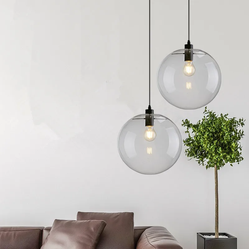 

Bar Modern Pendant Lighting Large Glass Pendant Light Hotel Lights Kitchen Island Lamp Bedroom Office Ceiling Lamp Bulb Include