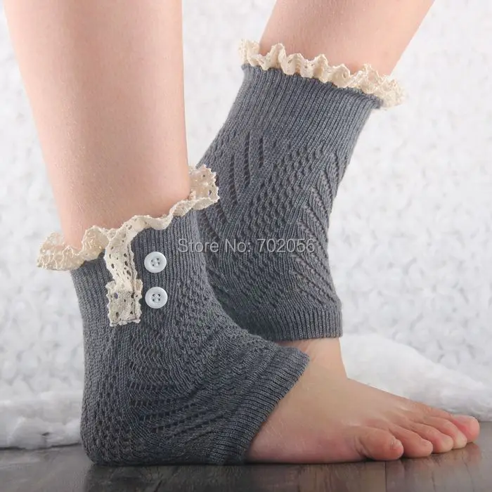 Lace Boot Cuffs knit boot topper lace trim & buttons faux legwarmers - lace cuff - shark tank leg warmers #3730