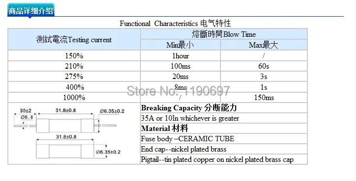 100pcs/Lot Fast Glass Fuse 6mmx30mm 6*30 3C 6F 250V 1A 2A 2.5A 3.15A 4A 5A 6A 8A 10A 20A Mixed current value Free Shipping