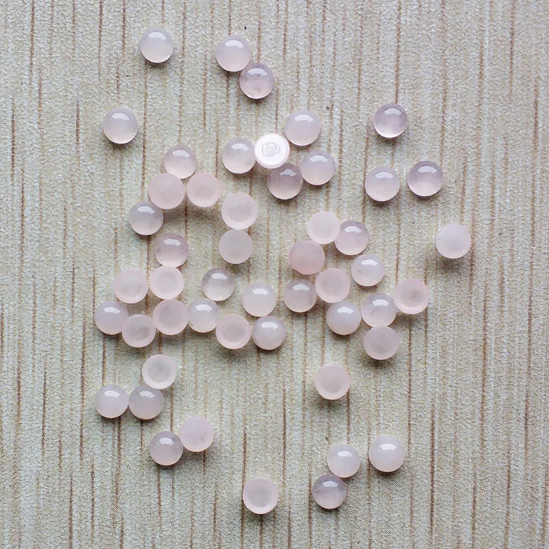 Wholesale 50pcs/lot 2018 fashion high quality natural stone pink round cab cabochon beads for jewelry making 4mm free shipping