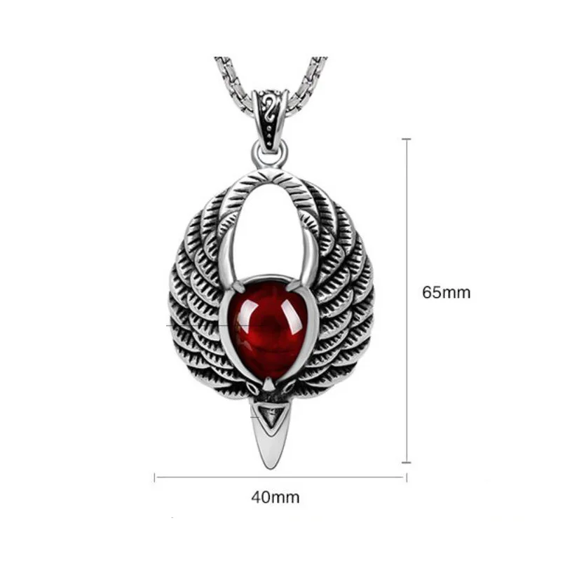 Gothic style inlaid garnet Opal sweater chain necklace pendant big bird garnet pendant Fashion natural stone pendants SALE opal