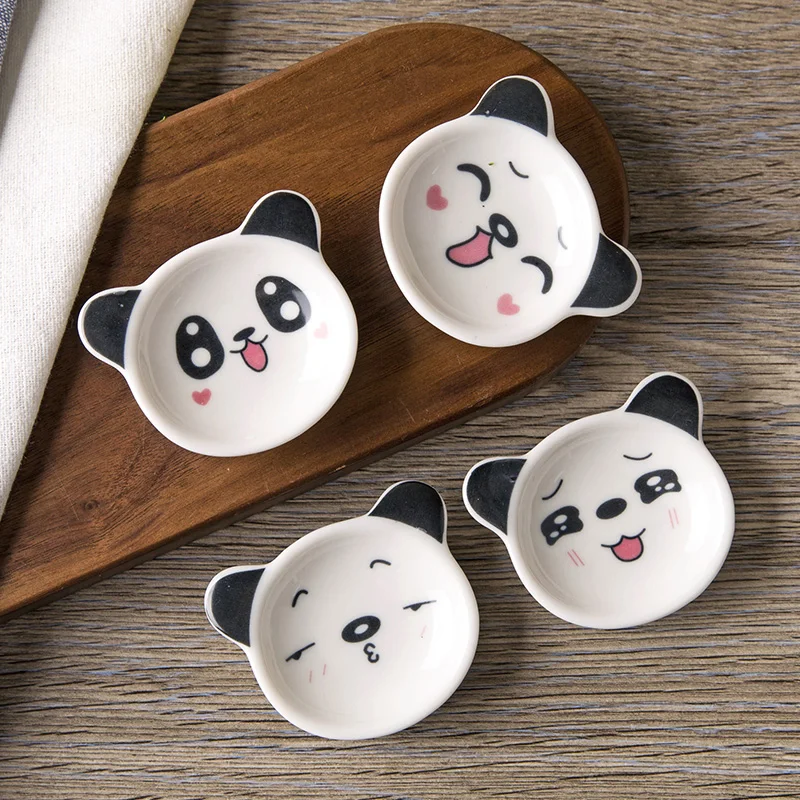 1pc Cartoon Panda Ceramic Small Dish Home Soy Sauce Dish Creative Japanese Tableware Seasoning Saucers