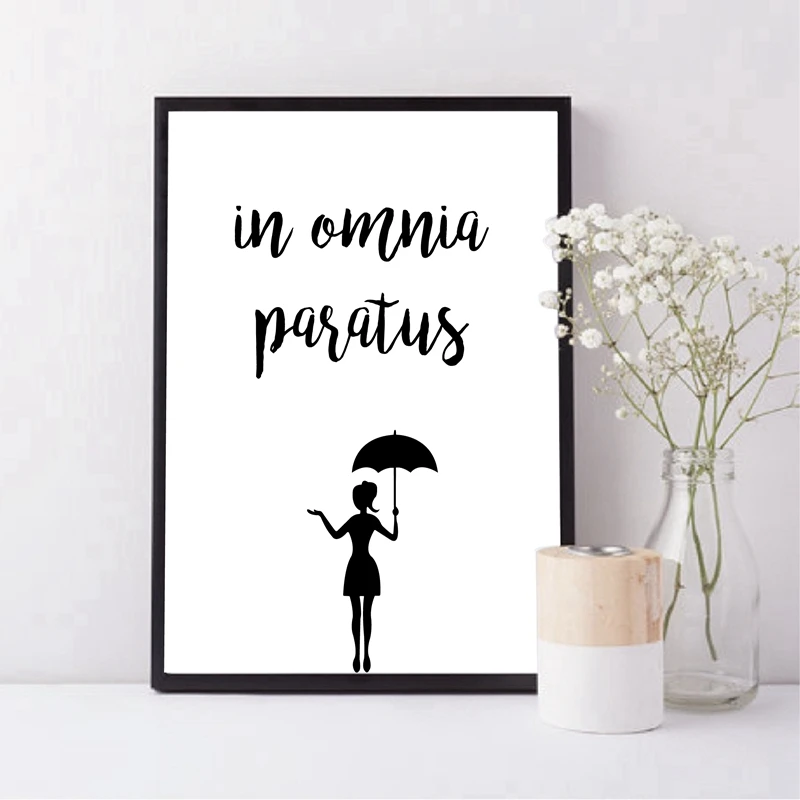 In Omnia Paratus Poster Canvas Art Prints , Gilmore Girls Tv Show Quotes Canvas Painting Black White Picture Home Wall Art Decor