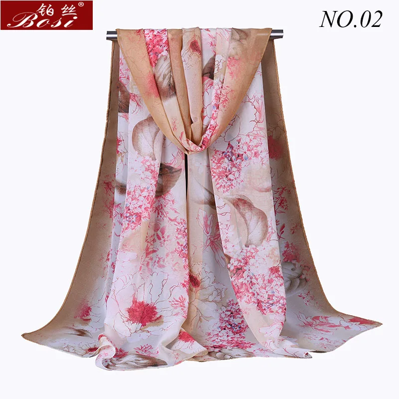 chiffon Scarf flower Print fashion high quality for Women wraps scarves luxury brand Peony Gradient hijab ladies long Shawl