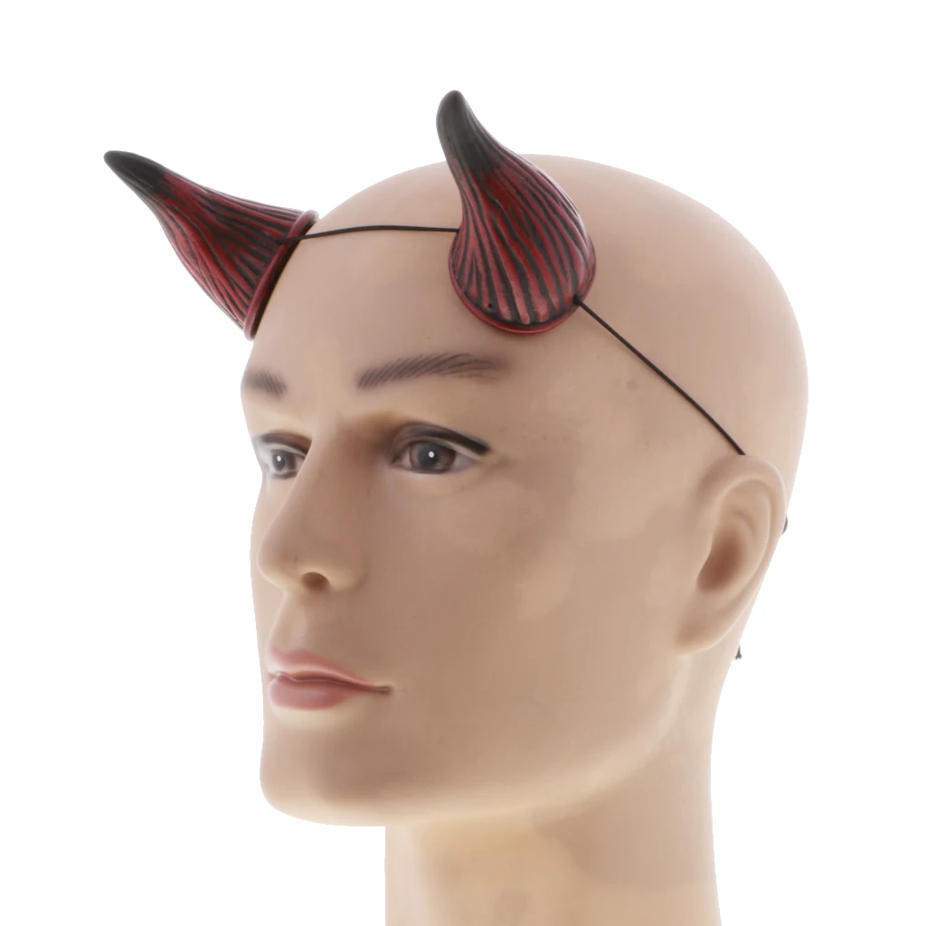 2020 Funny Adult Devil Horn Headband Ox Bull Plastic Elastic Band Fancy Party Props Dress Accessory for Halloween Carnival Night