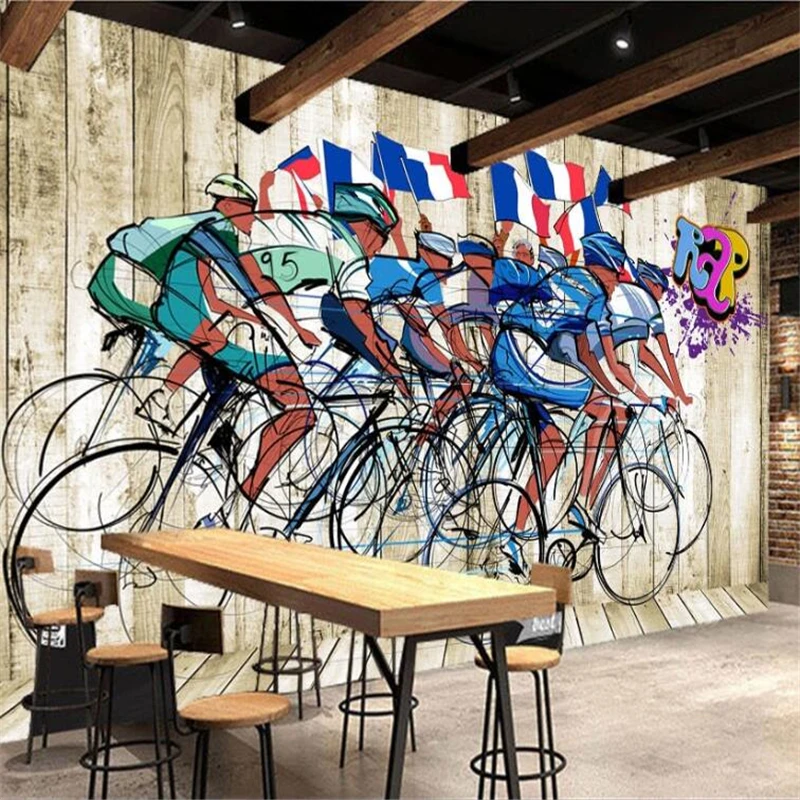 beibehang Custom wallpaper 3d mural behang bicycle sports gym fashion restaurant background wall living room bedroom wallpaper