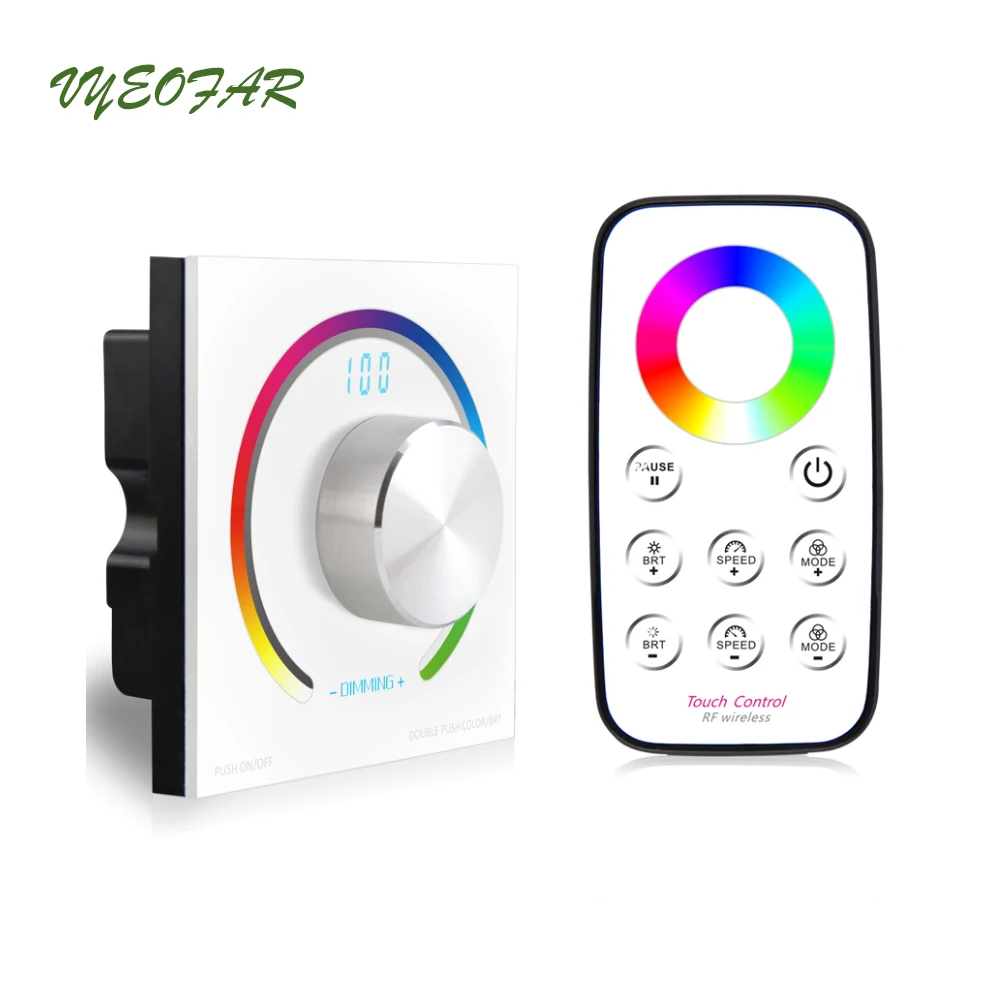 New Led RGB Controller DC 12V-24V Input 4A 144W Output 3 Channel Rotary Knob Wall Mount RF Wireless Remote CCT Rgb On Off Switch