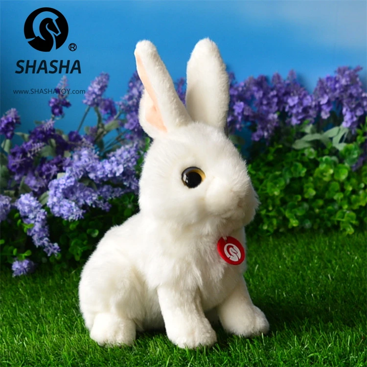 white squatting rabbit 25cm plush toy  rabbit doll birthday gift d891