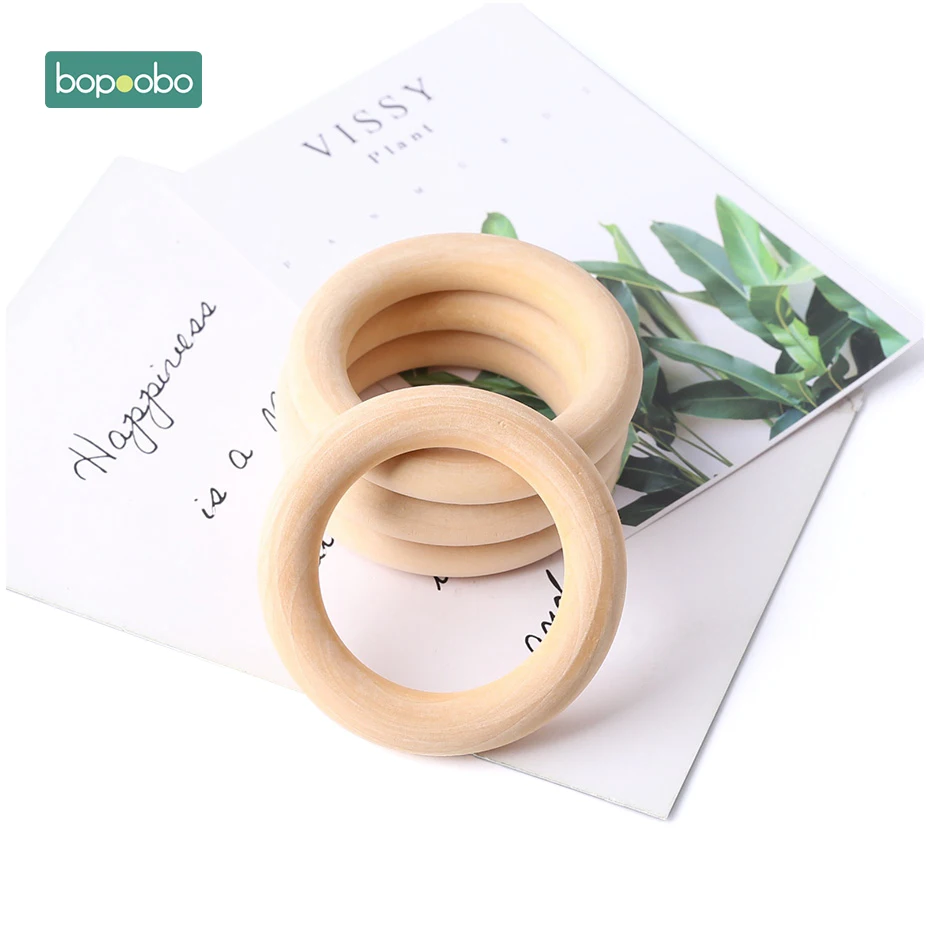 Bopoobo 1Pck Wooden Maple Ring Wooden Teething Ring Wooden Rattle Accessories Wooden Teether For New Born Sensory Teether