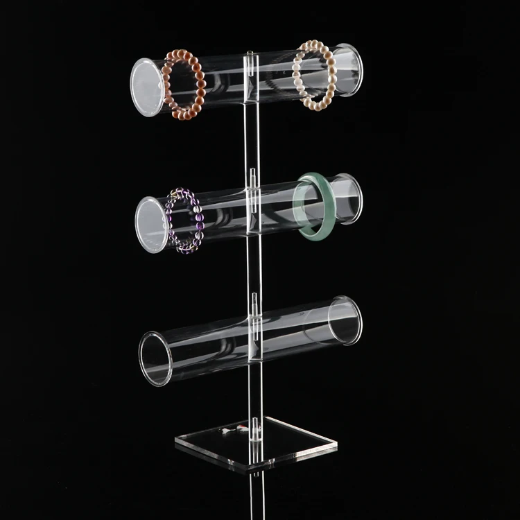 

Acrylic Clear Jewelry Display 3 Layer T Bar Bracelet Rack Watch Stand Holder Bangle Organizer