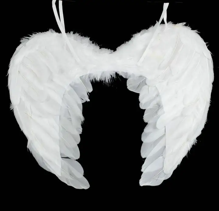 Adults children White Feather Angel  Fairy Wings Christmas Halloween Fancy Dress Costume Wing Hen Night Party Accessory 3 sizes