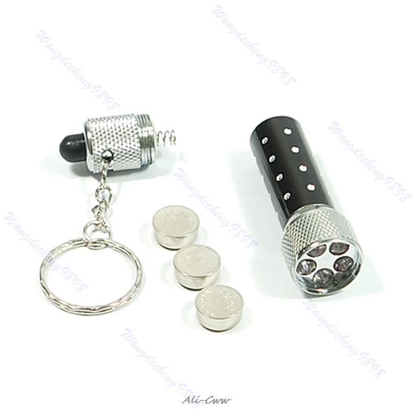 Ultra bright Mini 5 LED Flashlight Torch Key Chain Key Ring Keychain Black