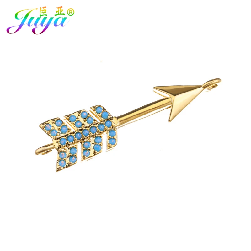 Juya DIY Couples Jewelry Components Gold/Rose Gold Cupid's Arrow Charm Connectors Accessories For Handmade Jewelry Making