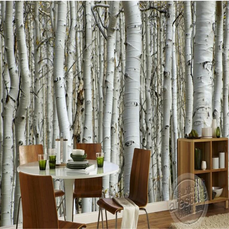 custom photo wallpaper wall murals wall stickers High-end atmospheric birch trees shocked 3D TV backdrop  wall papers