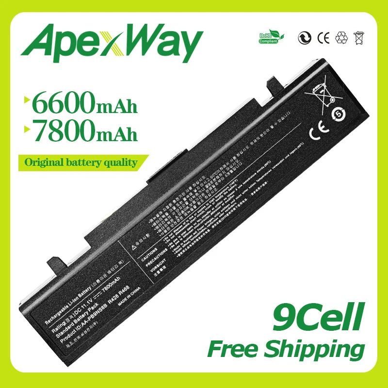 ApexWay 6600mAh New laptop battery for Samsung R530 R540 R428 R519 R468 Q528 NP-R519 NP-R522 AA-PB9NC5B AA-PB9NC6B NP300