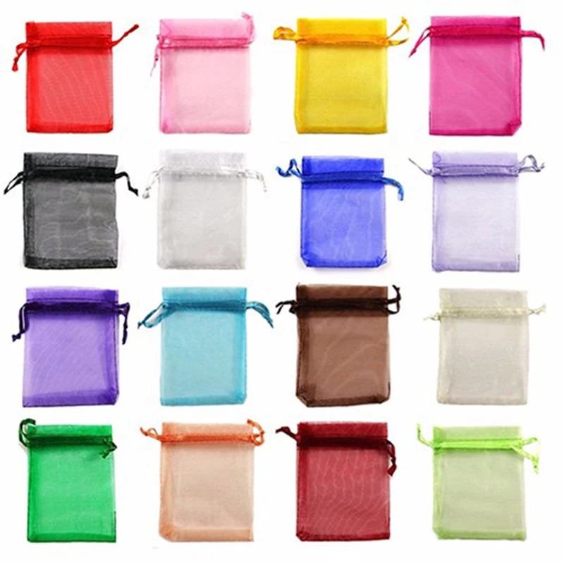 Wholesale 50pcs Organza Gift Bags 7x9cm/9x12cm/10x15cm/13x18cm Earring Jewelry Bag Wedding Favor Bag Jewelry Packaging Pouches