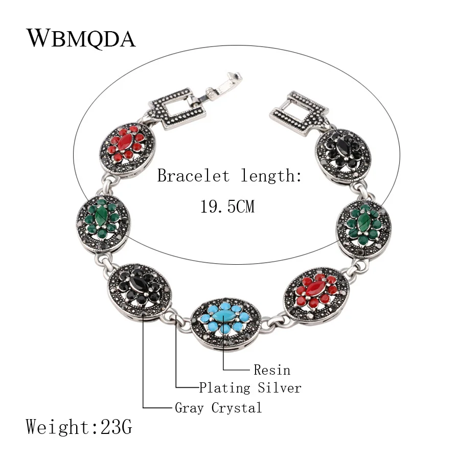 2018 New Arrivals Cute Oval Colorful Charm Bracelet Silver Plated Bohemian Bracelets For Women Vintage Jewelry BFF Gift