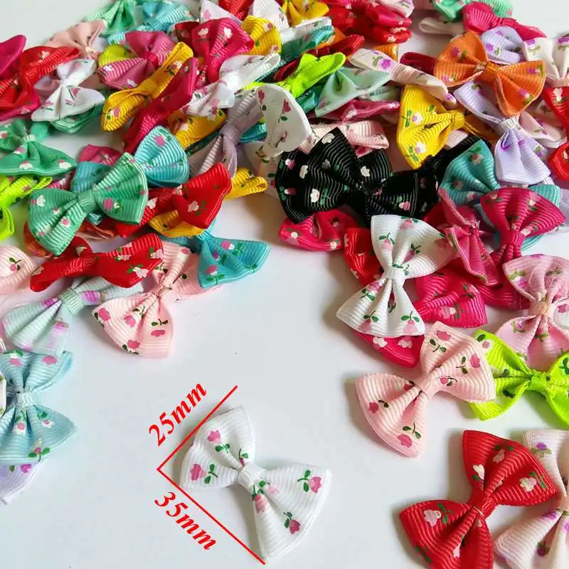 50PCS/lot Party Wedding Ribbons Bow Satin Applique DIY Arts Beautiful Bowknot Tie Gifts Box Accessories