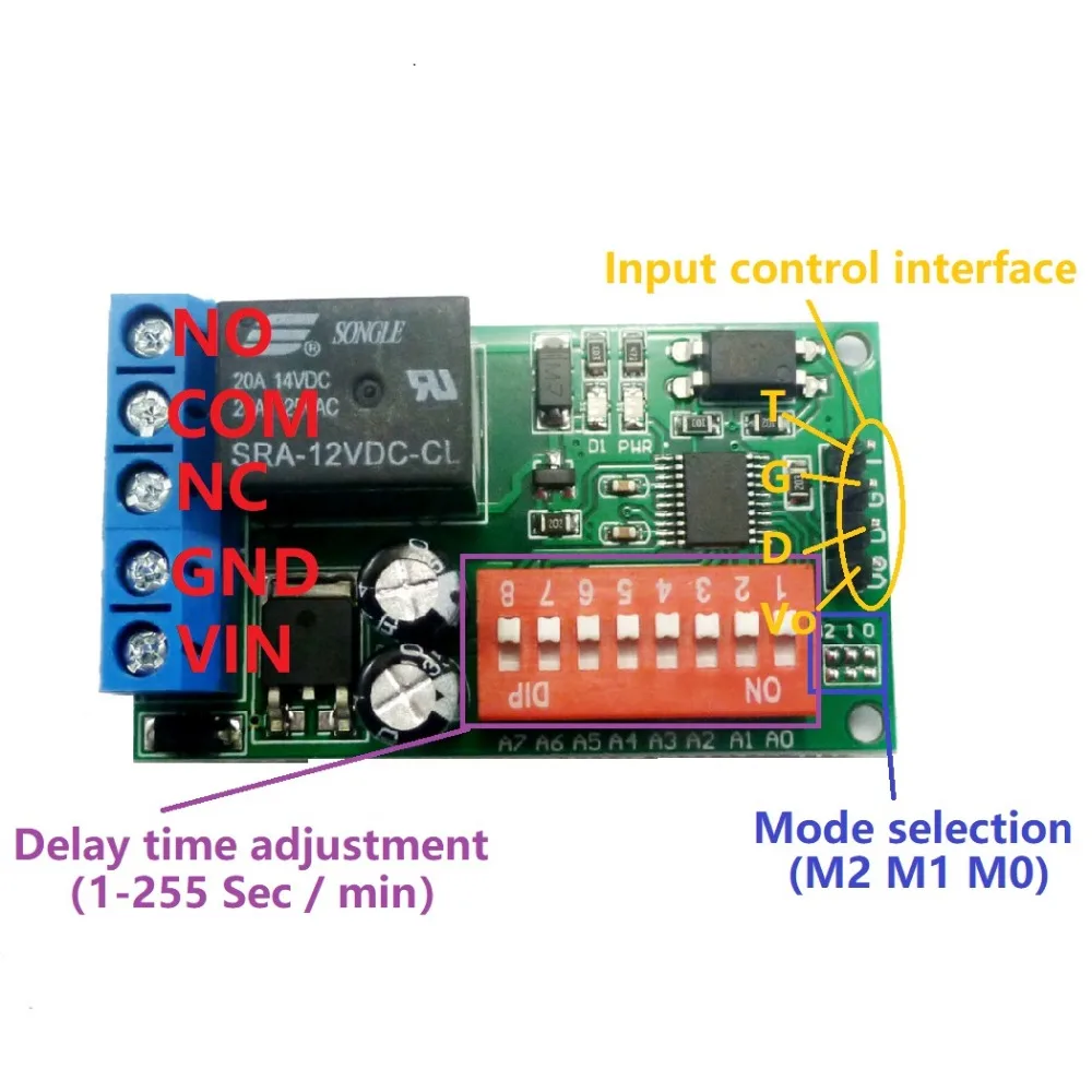 DC 12V Self-lock Relay PLC Cycle Timer Module Delay Time Switch for PIR Microwave radar  Infrared Vibration Touch sensor