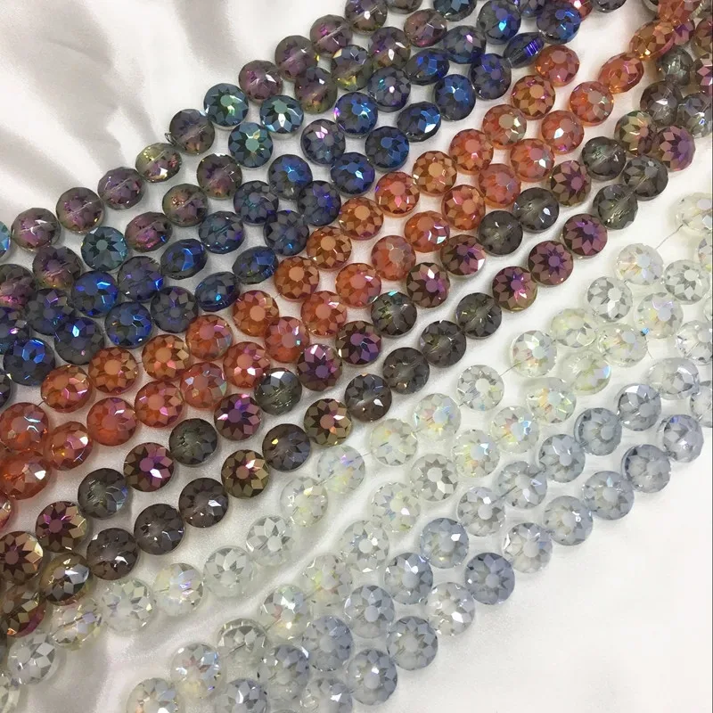 

100Pcs/Pack 14*7MM Drum Flower Round Glass Crystal Lampwork Strand Jewelry Loose Beads