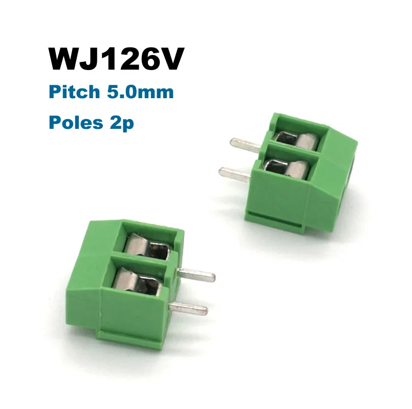 5/10Pcs Pitch 5.0mm Screw PCB Terminal Block Straight Pin 2/3P WJ126V Wire Cable Connector Morsettiera 300V 10A 14AWG