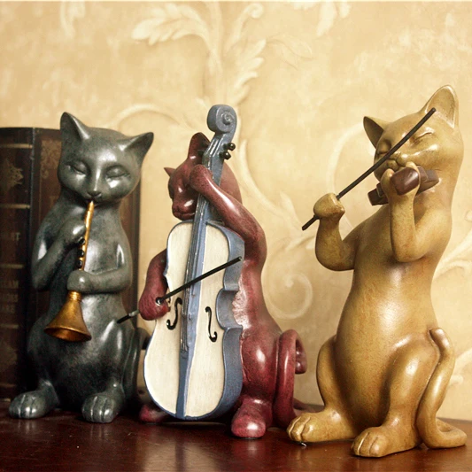 [new] three European cat suit Home Furnishing bibelot jewelry ornaments music creative birthday gift