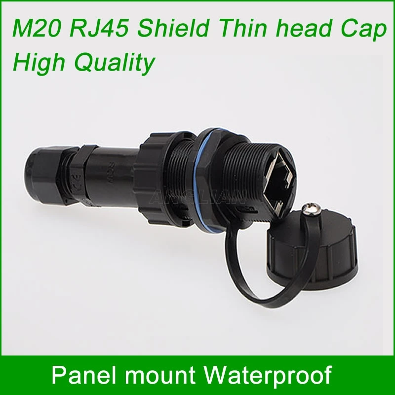 RJ45 Metal shielded Gigabit Ethernet Female socket Straight head M20 Locknut RJ45 Waterproof Gland Connector panel mount joint