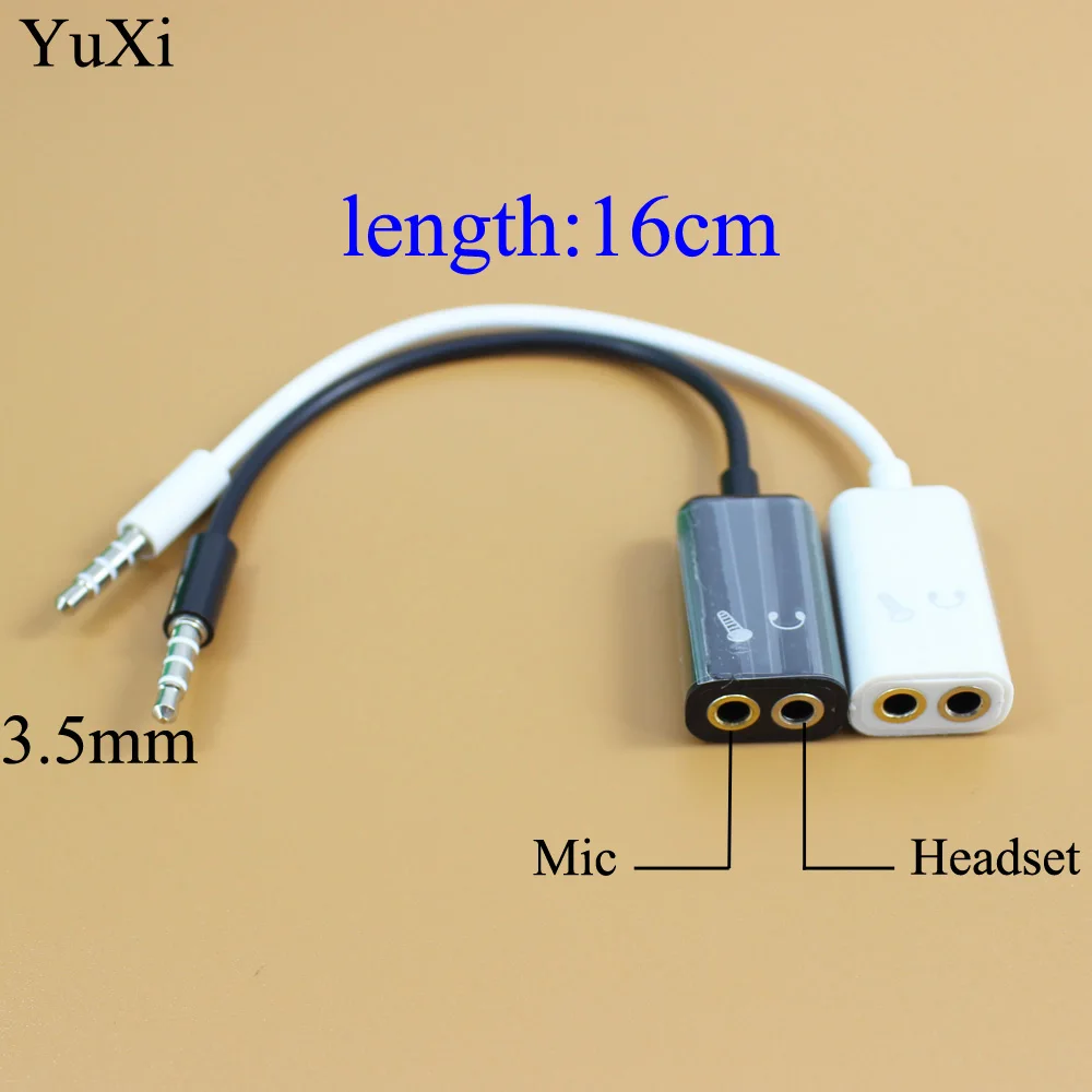 

YuXi новый оптовый 3,5 мм мини-разъем 1 мама 2 папа (гарнитура + микрофон) сплиттер наушников аудио кабель [черный/белый]